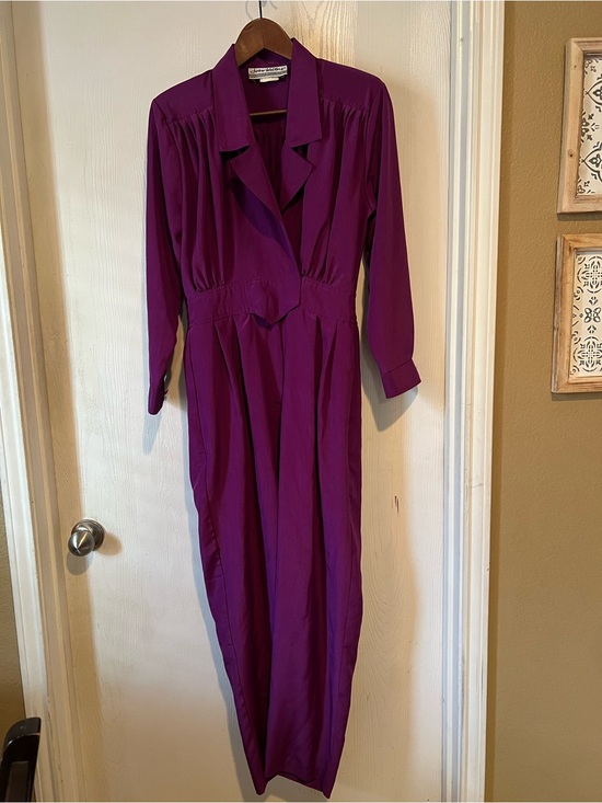 Joan Walters Pants - Vintage 1980's Joan Walters Purple Lightweight Power Jumpsuit Romper USA Sz 6